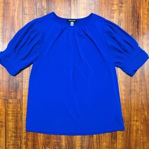 Cable & Gauge Royal Blue Pleated Sleeve Blouse